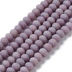 Chapelets de perles en verre, facette, mat, rondelle, chardon, 4mm, Trou: 1mm, Environ 123~127 pcs/chapelet, 16.5~16.9 pouce (42~43 cm)