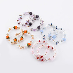 Perles de verre à facettes bracelets extensibles, bijoux faits à la main de mode pour femmes, couleur mixte, diamètre intérieur: 2 pouce (5 cm)