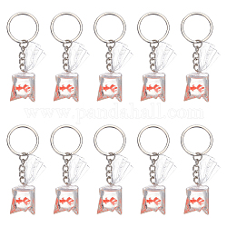NBEADS 10 Sets Resin Goldfish Charms with Key Ring, 10 Pcs Orange Resin Fish Charms Pendants 3D Goldfish Water Bag Charms with 10 Pcs Iron Split Key Rings for DIY Jewelry Keychain Craft Supplies