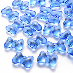 Transparenten Acryl-Anhänger, Schleife, Blau, 21x29x10.5 mm, Bohrung: 2.5 mm, ca. 118 Stk. / 500 g