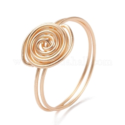 Vortex Flat Round Finger Ring, Brass Wire Wrap Ring for Men Women, Golden, US Size 9(18.9mm)