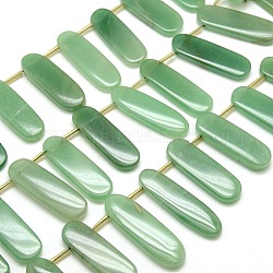 Oval Natural Green Aventurine Beads Strands, 20~45x13~14x5mm, Hole: 1mm, about 20pcs/strand, 16.3 inch