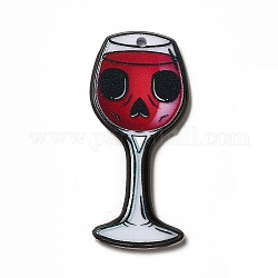 Halloween Printed Acrylic Pendants, Gothic Style Charm, Goblet Pattern, 39x17.5x2.5mm, Hole: 1.8mm