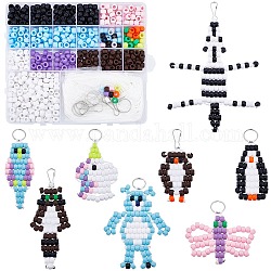 SUNNYCLUE DIY Animal Keychain Making Kit, Including Resin European & Plastic Bead, Polyester Cord, Iron Split Key Rings & Keychain Clasp Findings, Mixed Color