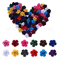 360pcs 12 Farben flockige Aluminiumperlen, Rose Blume, Mischfarbe, 15x15x9 mm, Bohrung: 1.4 mm, 30 Stk. je Farbe