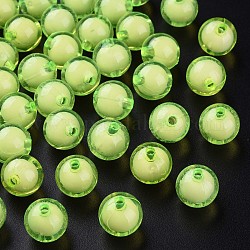 Perles en acrylique transparente, Perle en bourrelet, ronde, pelouse verte, 11.5x11mm, Trou: 2mm, environ 520 pcs/500 g
