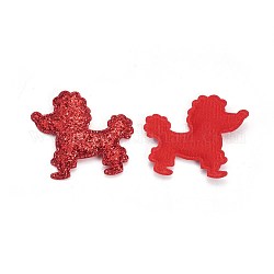 Accessori costume cucciolo fatti a mano, ricamo di stoffa, appliques, cane barboncino, rosso, 44x51x3.5mm