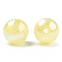 Perle di perle imitazione plastica abs, ab colore placcato, tondo, giallo champagne, 12mm, Foro: 1.8 mm