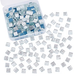 Olycraft Glaskabochons, Mosaikfliesen, für Heimdekoration oder Basteln, Viereck, Silber, 10x10x3.5~3.8 mm, 200 g / box