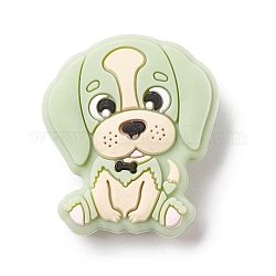 シリコーン焦点ビーズ  赤ちゃんの噛む歯が生えるビーズ  犬  薄緑  28x25x9mm  穴：2mm