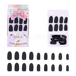Пластиковые ложные наконечники для ногтей, инструмент для маникюра для ногтей, чёрные, 16~24x7~13 мм, Около 24 шт / коробка