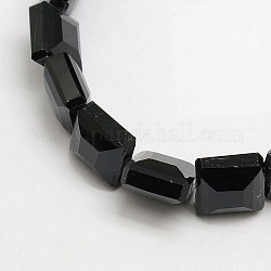 Perles de carrés de verre de cristal brins, facette, noir, 13x13x8mm, Trou: 1mm, Environ 25 pcs/chapelet, 12.7 pouce