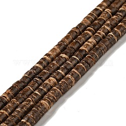 Chapelets de perles de noix de coco, plat rond, café, 5x2.5~5mm, Trou: 1mm, Environ 160 pcs/chapelet, 23.82 pouce (60.5 cm)