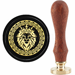 CRASPIRE Lion Wax Seal Stamp Crown Sealing Wax Stamps 30mm Retro Vintage Removable Brass Stamp Head with Wood Handle for Wedding Invitations Halloween Christmas Thanksgiving Gift Packing