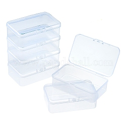 6 boîte en plastique transparente avec couvercle à charnière, pour l'artisanat de bricolage, ongles diamants, stockage de perles, rectangle, clair, 8.8x5.5x2.8 cm
