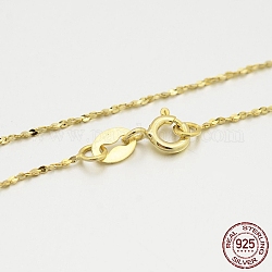 925 collane in argento sterling, con chiusure di anello di primavera, catena sottile, oro, 16 pollice, 0.8mm