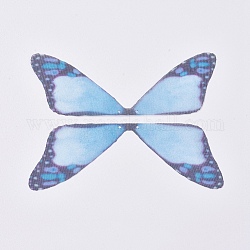 Moda gioielli fai da te orecchini accessori, pendenti in fibra di tulle, farfalla ala, azzurro, 58x19x0.1mm, Foro: 0.8 mm