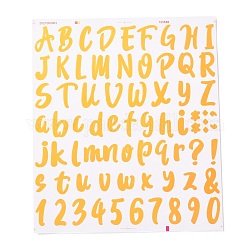 Nummer & Alphabet & Zeichen PVC wasserdichter selbstklebender Aufkleber, für Geschenkkartendekoration, orange, 21.5x18.5x0.02 cm, Tags: 5~26x5~20mm, 72pcs / Blatt