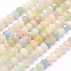 Chapelets de perles en morganite naturelle, facette, rondelle, 8x5~6mm, Trou: 1mm, Environ 66~78 pcs/chapelet, 15.3 pouce (39 cm)