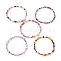 Bracelet extensible en perles d'agate naturelle à facettes, teints et chauffée, diamètre intérieur: 2-1/4 pouce (5.8 cm)
