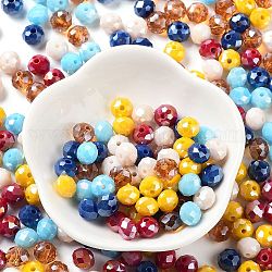 Perle di vetro, sfaccettato, rondelle, colore misto, 8x6mm, Foro: 1 mm, circa 1210pcs/500g