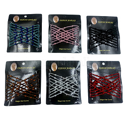 Produttori di chignon in ferro, pettini elastici per capelli doppi, con perline semi di vetro, colore misto, 90x80mm