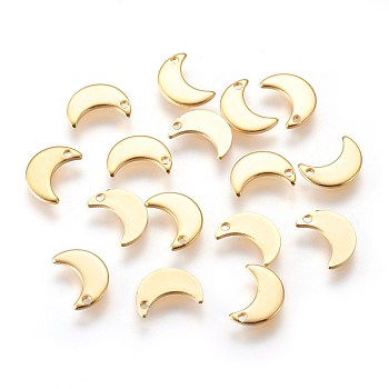 304 charms in acciaio inox, per la creazione di gioielli fai da te, luna, oro, 10x7x1mm, Foro: 1 mm