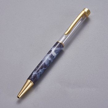 創造的な空のチューブボールペン  内側に黒のインクペンを詰め替えます  DIYキラキラエポキシ樹脂クリスタルボールペンハーバリウムペン作り用  ゴールドカラー  プルシアンブルー  140x10mm