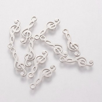304 Edelstahl Anhänger, Violinschlüssel, Edelstahl Farbe, 16.3x5.3x1 mm, Bohrung: 1.5 mm