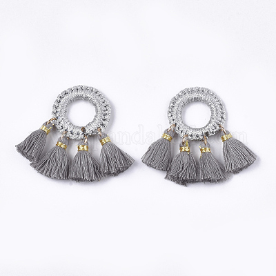 Pendentifs pompons en polycoton (polyester coton)&nbsp;FIND-Q077-12-1