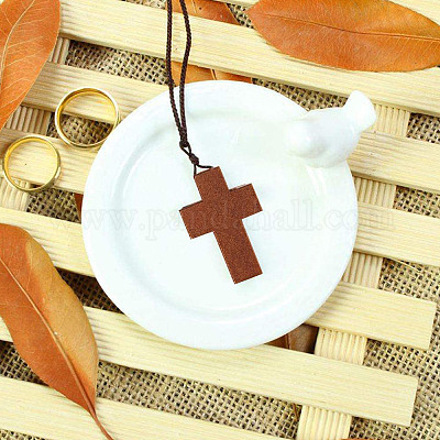 100Pcs Wood Cross Pendants Natural Wooden Small Cross Charms Pendants for  Party Favors Necklace Jewelry Making DIY Craft Handmade Accessories Camel