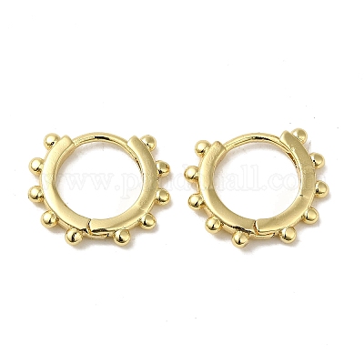Orecchini a cerchio in oro giallo X Crossover Huggie - 14k Ribbed Pierced in vendita su Italia