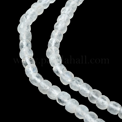 Natural Rainbow Moonstone Beads Strands, Faceted, Cube, 4x4x4mm, Hole:  0.9mm, about 110pcs/strand, 15.35 inch(39cm)