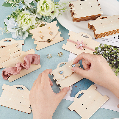 Shop FINGERINSPIRE 24 pcs Wooden Earring Display Cards with Hanging Hole 2  Style 4 Holes Ear Studs Display Cards Rectangle Bracelets Hair Rope  Organizer Cards Jewelry Tags for Retail Stores for Jewelry