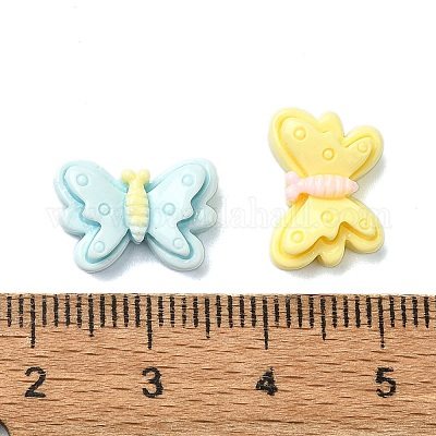 Cabochons décodés en résine opaque couleur macaron&nbsp;CRES-Q221-02D-1