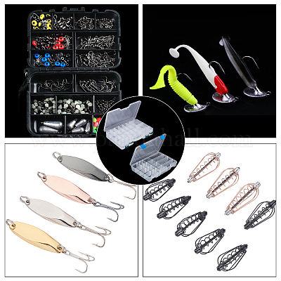 Wholesale SUPERFINDINGS 2 Sets 2 Style Removable Rectangle PP Plastic  Fishing Tackle Boxes 