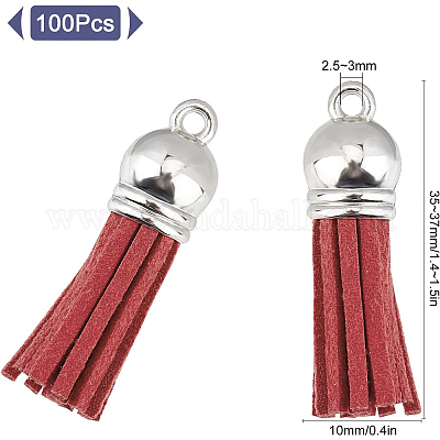 100Pcs Keychain Tassels Faux Leather Pendants Keychain Decoration for  Making Supplies 