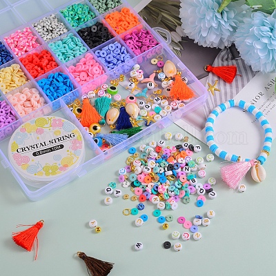 Bead Kids Set, DIY Bracelet Making Kit With Faux Crystal Thread