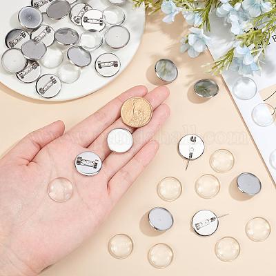 Boutique Unicraftale 30 Ensembles Broche Plate Ronde De 20 Mm Avec Cabochons En Verre Plateaux De Lunette De Broche En Acier Inoxydable Kits De Fabrication De Broche Bricolage Pour La Fabrication De