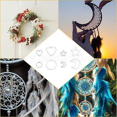 Wholesale DICOSMETIC 4 Styles Moon Star Dream Catcher Rings Set Heart  Platinum Woven Dreamcatcher Rings Metal Home Wall Hanging Decorations wiht  Plastic Hook Hangers for DIY Crafts Dream Catcher Making 