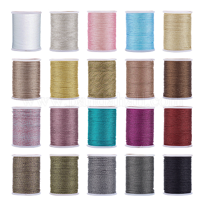 OLYCRAFT 153 Yard 1mm Polyester Braided Cord Mixed Color Rattail Shamballa Macrame Thread Nylon Beading String Cord - 24 Colors OCOR-OC0001-04-1