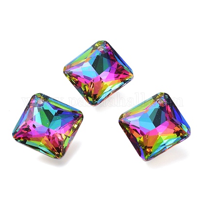 ガラスラインストーンチャーム バックメッキ 多面カット 正方形 ひし形 火山 xx7 5mm 穴 1 6mmの通販 Jp Pandahall Com