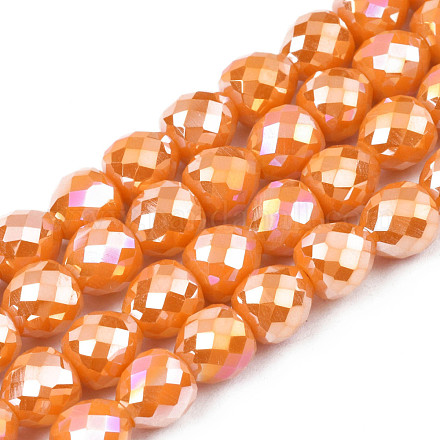 Electroplate Opaque Solid Color Glass Beads Strands EGLA-N002-26-B03-1
