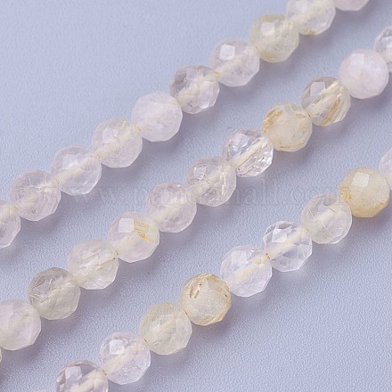Chapelets de perles en quartz rutiles d'or naturel G-F619-10A-4mm-1