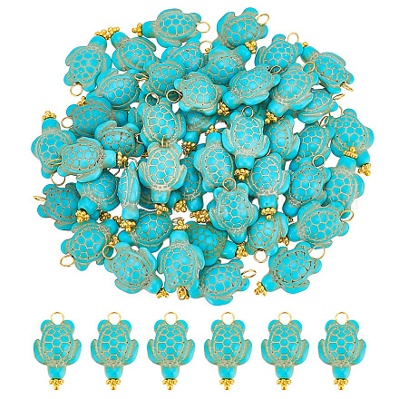 Arricraft 100pcs pendentifs turquoises synthétiques teints FIND-AR0004-21-1