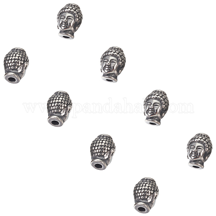 UNICRAFTALE 6pcs Buddha's Head Bead Stainless Steel Beads Antique Silver Beads Spacer Beads 3mm Hole Metal Loose Beads Bracelet Beads for Jewelry Making STAS-UN0007-10AS-1