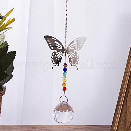 Crystal Ceiling Fan Pull Chains Chakra Hanging Pendants Prism AJEW-WH0021-30A-1