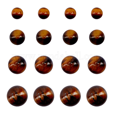 SUPERFINDINGS 40PCS 4 Sizes Natural Tiger Eye Stone Flat Back Dome Cabochons Beads for DIY Jewellery Making (No Hole) G-GA0001-12B-1