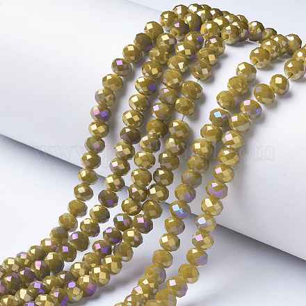 Electroplate Opaque Glass Beads Strands EGLA-A034-P4mm-G04-1