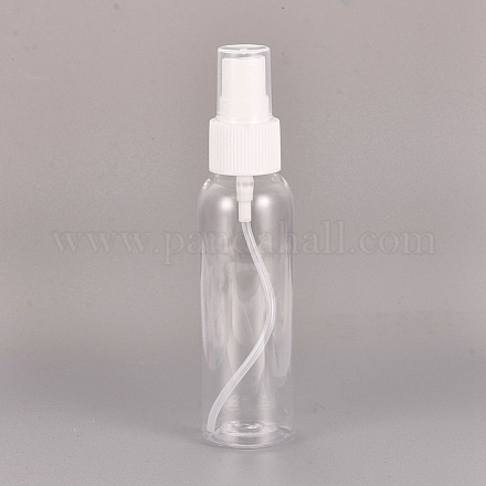 60 mlペットプラスチックポータブルスプレーボトル  詰め替え可能なミストポンプ  香水噴霧器  透明  13x3.2cm  容量：約60ml（2.02液量オンス） TOOL-WH0080-31-1